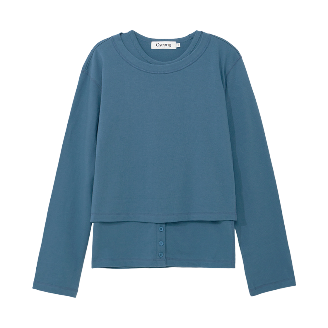 경 레이어드 롱 슬리브 소프트 블루(Gyeong Layered Long Sleeve Top Soft Blue)