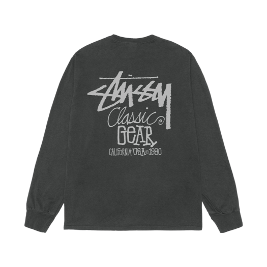 1995084 Stussy Classic Gear Pigment Dyed LS T-Shirt Black