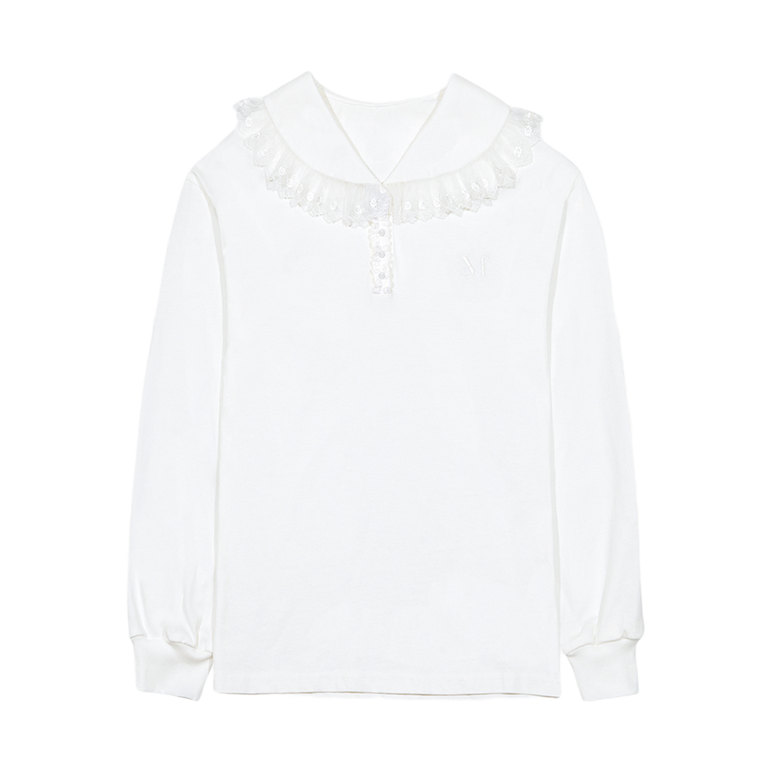 마가린핑거스 레이스 세일러 티셔츠 화이트(Margarin Fingers Lace Sailor T Shirt White) - 1