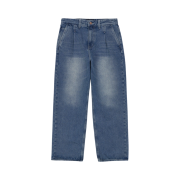 Ryul+Wai: Denim Wide One Tuck Pants D Blue