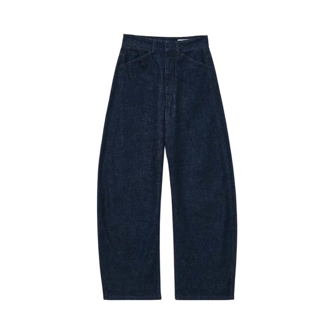 (W) 르메르 헤비 인디고 데님 하이 웨이스티드 커브드 팬츠 데님 인디고((W) Lemaire Heavy Indigo Denim High Waisted Curved Pants Denim Indigo)