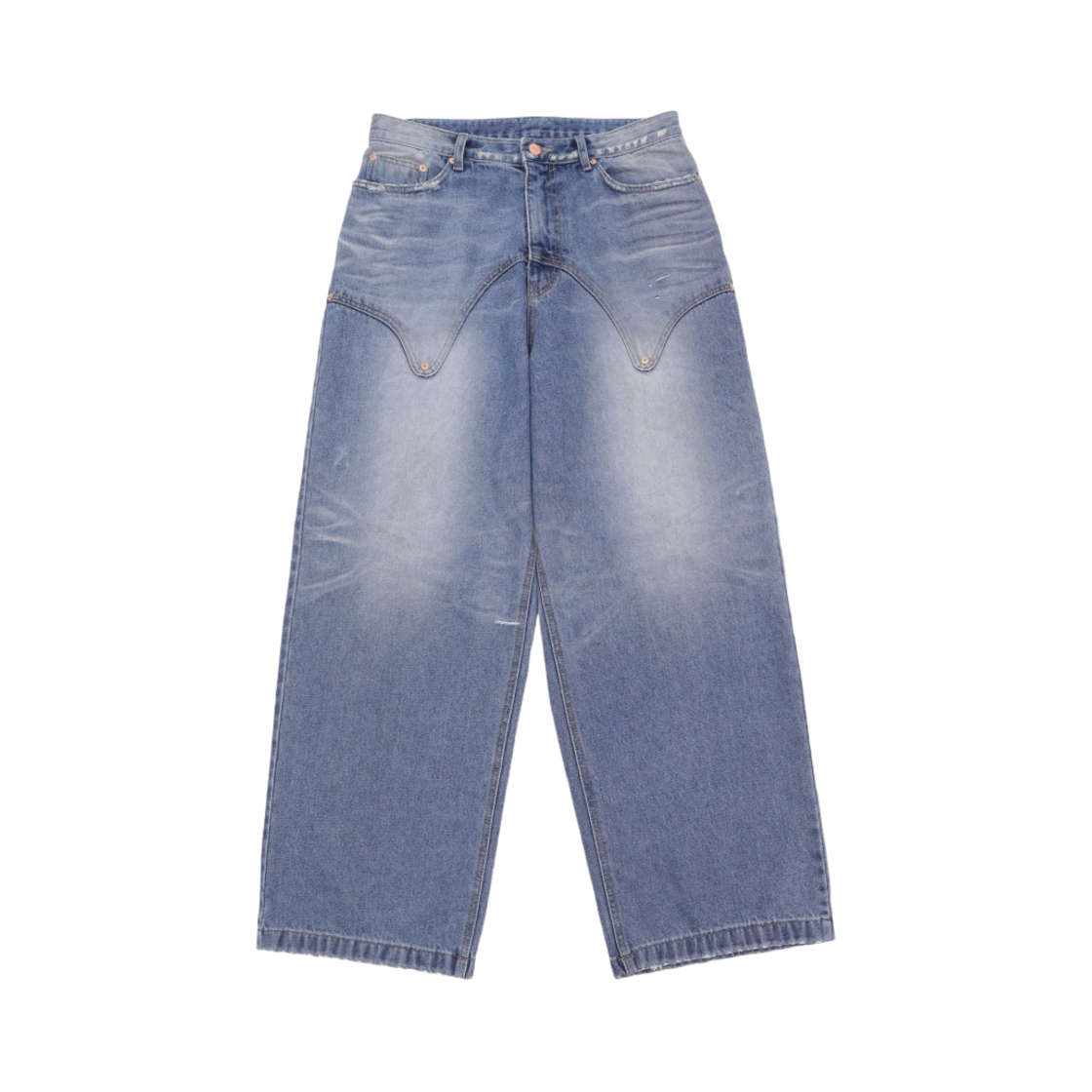 - Nos Couleurs Destroyed Rivet Denim Pants Indigo