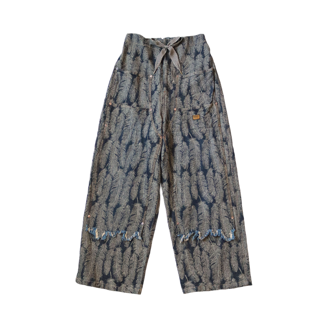 캐피탈 12온즈 맥파이 데님 W 니 이지 배기 팬츠 다크 인디고