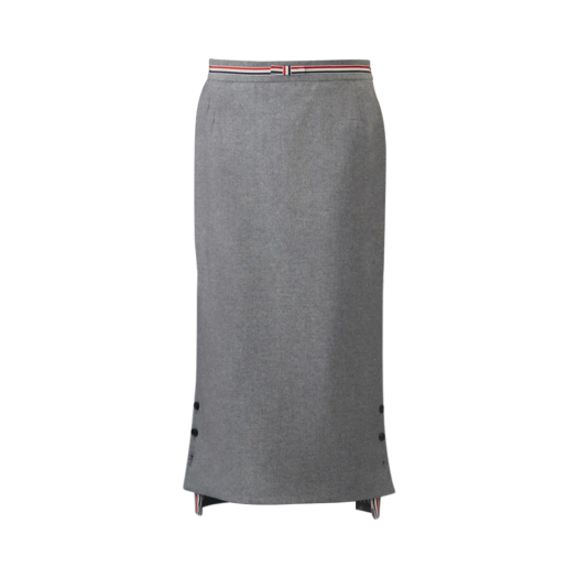 (W) Thom Browne Wool Flannel Skirt Light Grey