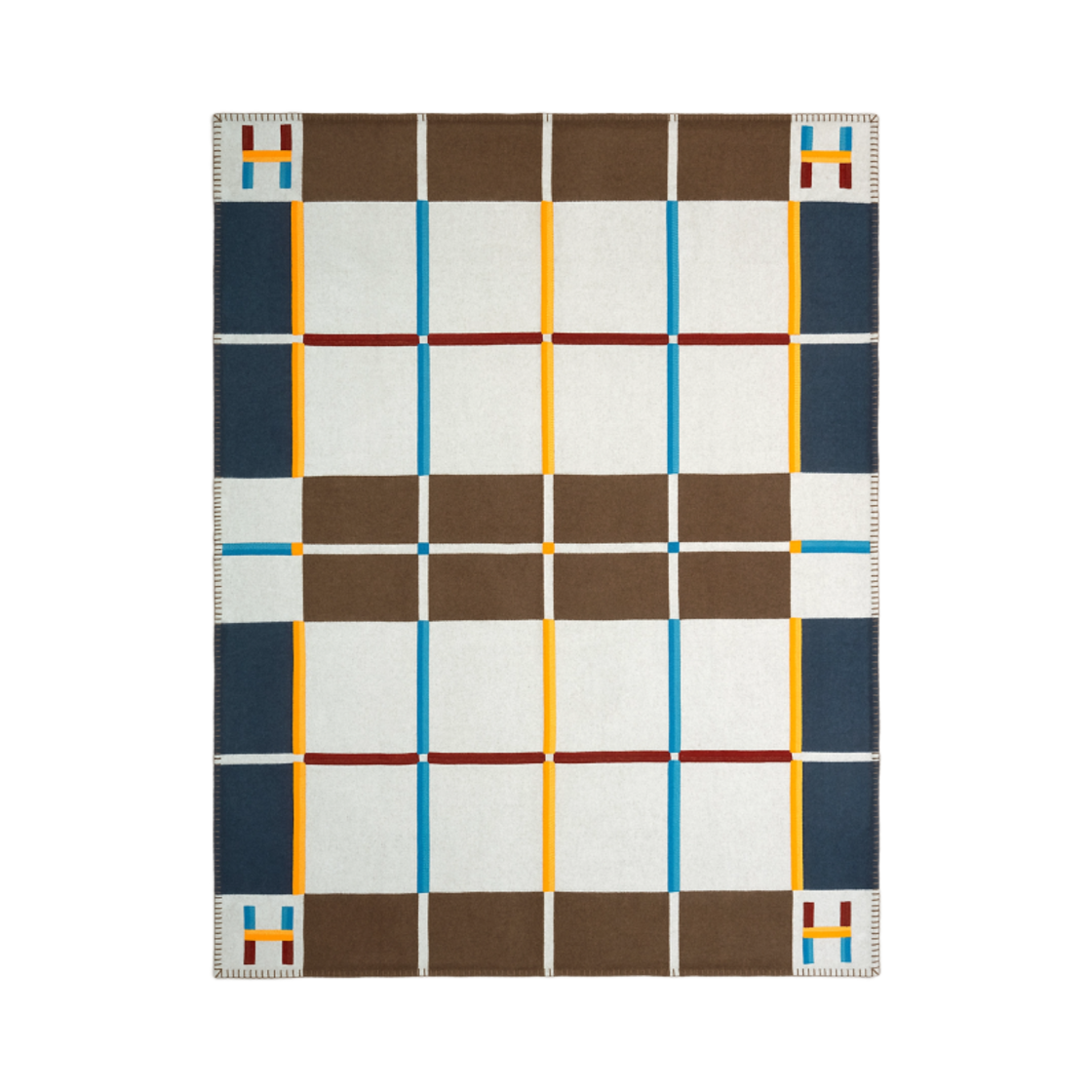 H103840M05 Hermes Avalon Rayon Blanket Cashmere Glass Beads & Marine Ebene