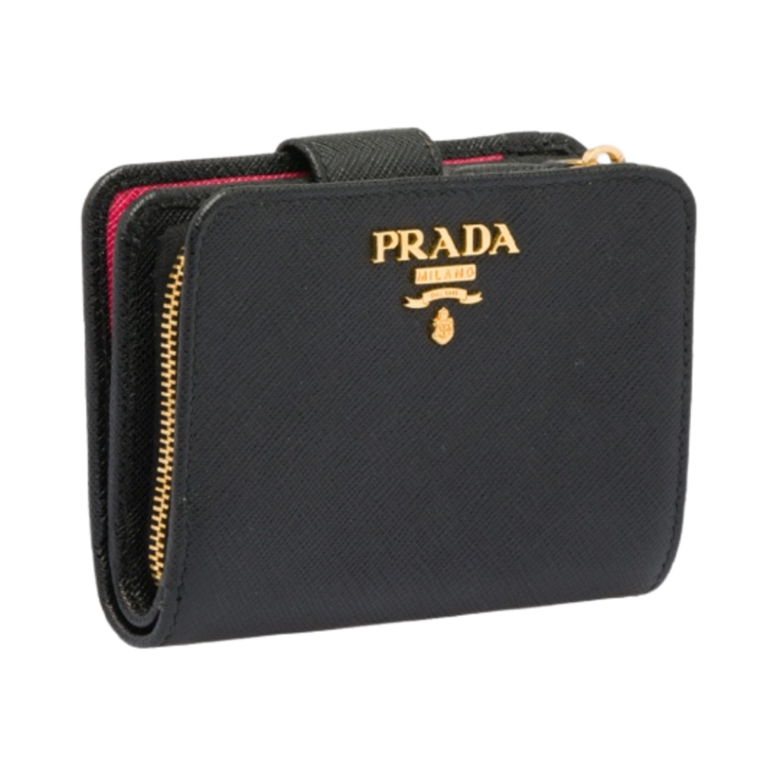 프라다 사피아노 메탈 로고 반지갑 블랙 히비스커스(Prada Saffiano Metal Logo Wallet Black Hibiscus) - 2