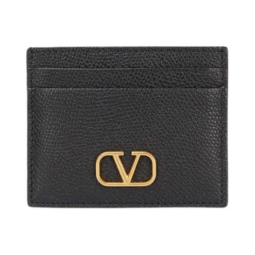 P0V32SNP0NO Valentino Vlogo Signature Grainy Calfskin Card Holder Black
