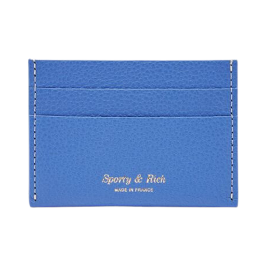 AC743OC Sporty & Rich Logo Stamp Leather Card Holder Ocean