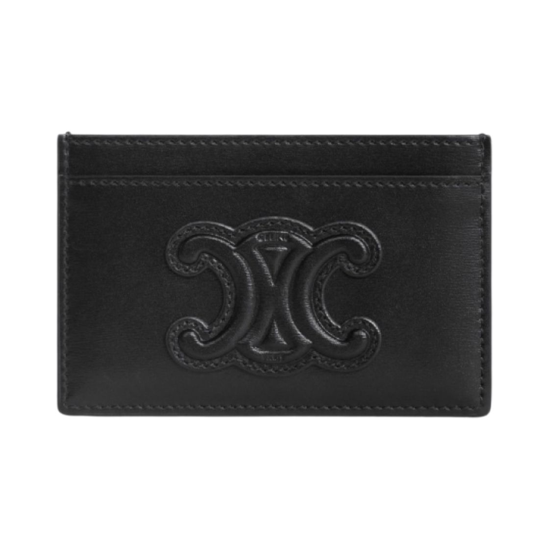 10B703EMH-38NO Celine Card Holder Cuir Triomphe in Shiny Calfskin Black