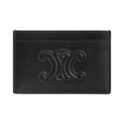 Celine Card Holder Cuir Triomphe in Shiny Calfskin Black