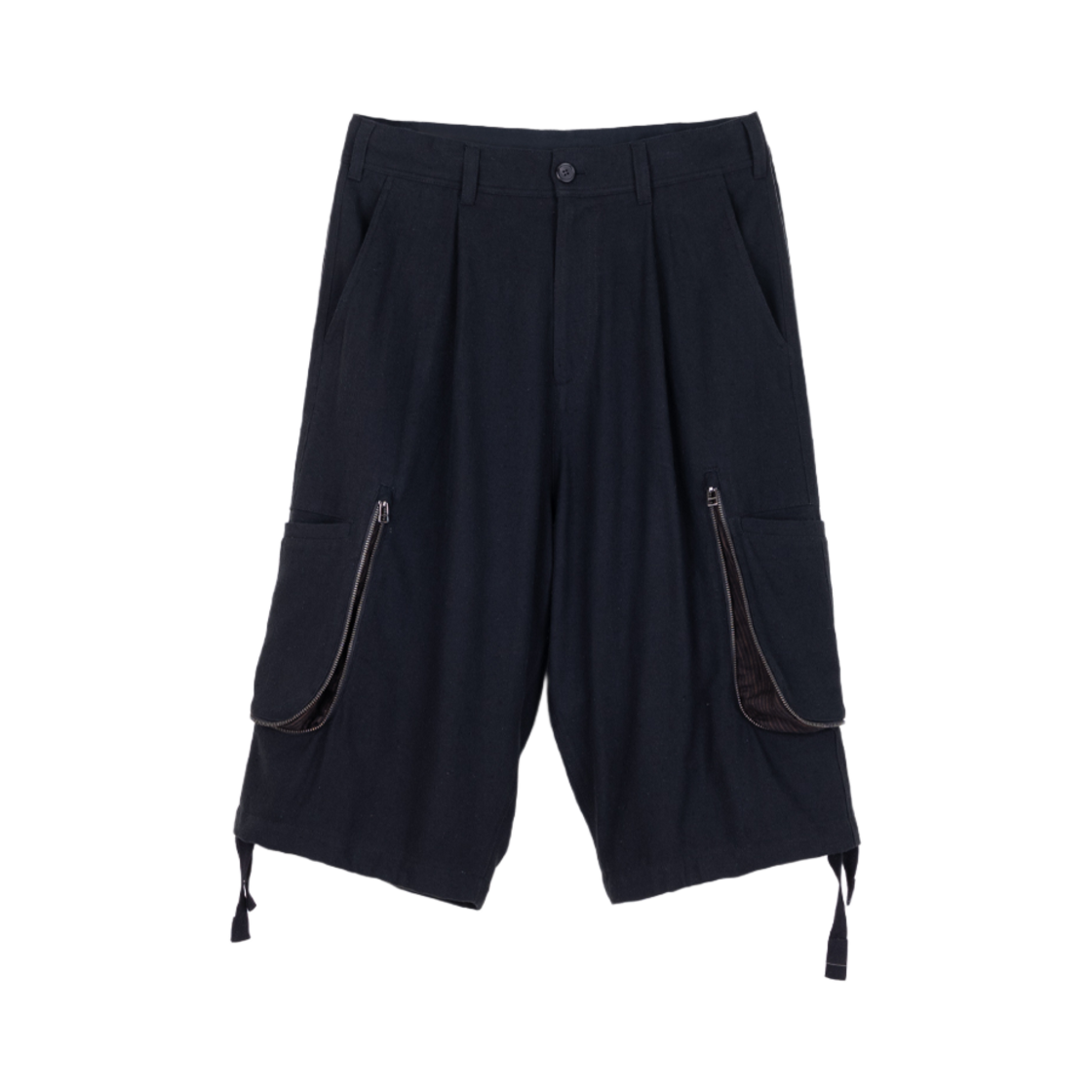 아마이유우츠 노일 지퍼 포켓 크롭 팬츠 블랙(Amaiyuutsu Noil Zippered Pocket Cropped Pants Black)