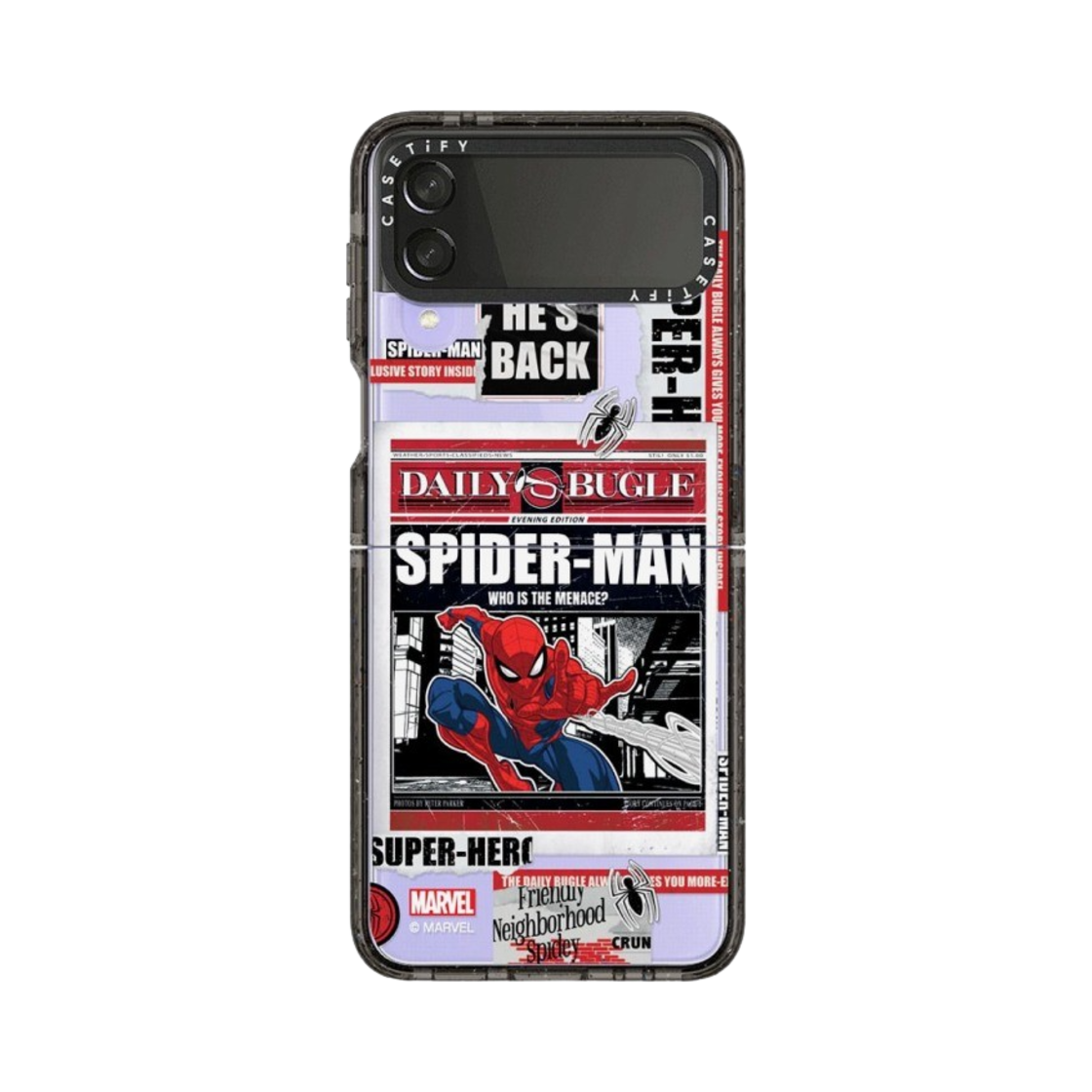 케이스티파이 x 마블 갤럭시 스파이더맨 뉴스페이퍼 스티커 임팩트 케이스 클리어 블랙(Casetify x Marvel Galaxy Spider-Man Newspaper Sticker Impact Case Clear Black) - 3