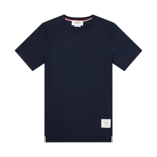 MJS067A-00042-415 Thom Browne Medium Weight Jersey Side Slit Relaxed Fit T-Shirt Navy