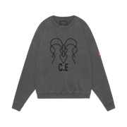 Cav Empt Overdye WB Headsx4 C.E Crew Neck Charcoal - 24SS
