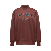 (W) Nike NSW Phoenix Fleece Oversized Quarter Zip Sweatshirt Red Sepia Platinum Violet - Asia