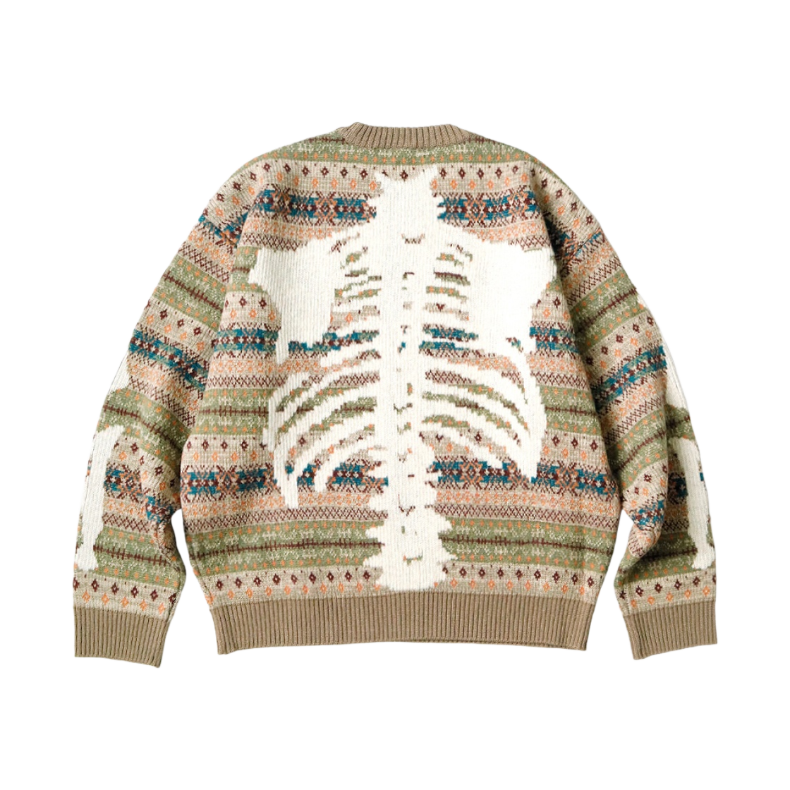 K2310KN134 Kapital 7G Wool Fair Isle Bone Crew Sweater Orange