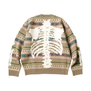 Kapital 7G Wool Fair Isle Bone Crew Sweater Orange