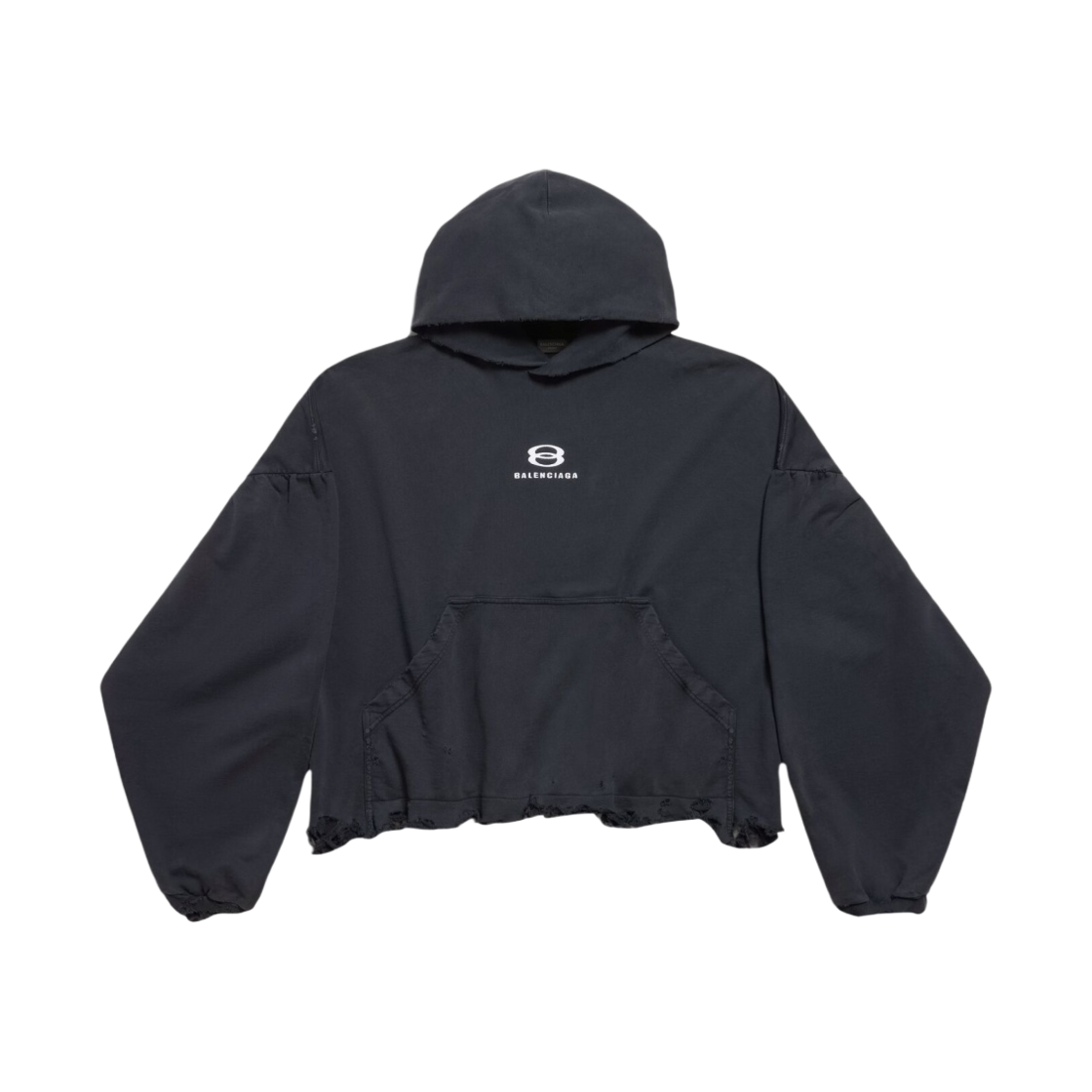 (W) 발렌시아가 유니티 스포츠 아이콘 크롭 후드 오버사이즈 블랙 화이트