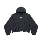 (W) Balenciaga Unity Sports Icon Cropped Hoodie Oversized Black White