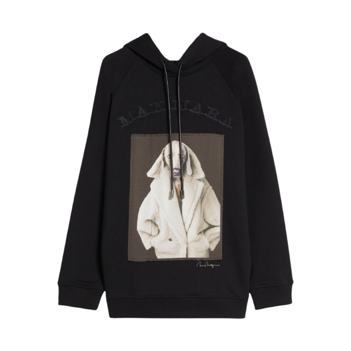 LILLO-004 (W) Max Mara Lillo Cotton Sweatshirt with Wegman Print Black