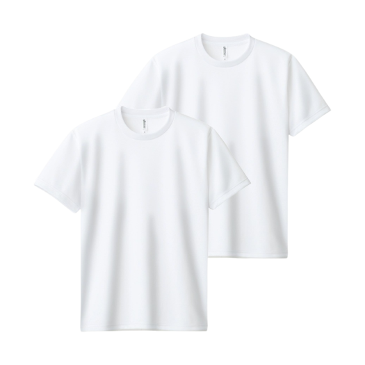 00300-ACT White Glimmer Dry Round T-Shirt White (2Pack)