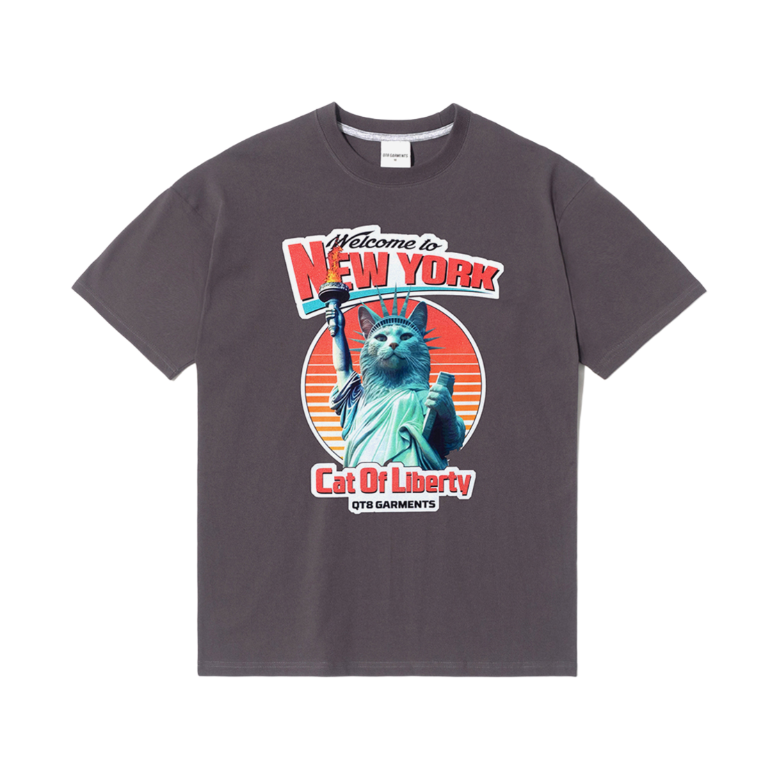 Q4MMTS006CHA QT8 GARMENTS Cat of Liberty Tee Charcoal