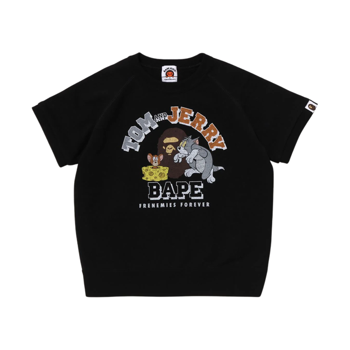 (키즈) 베이프 x 톰과 제리 85주년 릴렉스드 핏 스웨트 티셔츠 블랙((Kids) BAPE x Tom & Jerry 85th Anniversary Relaxed Fit Sweat T-Shirt Black)