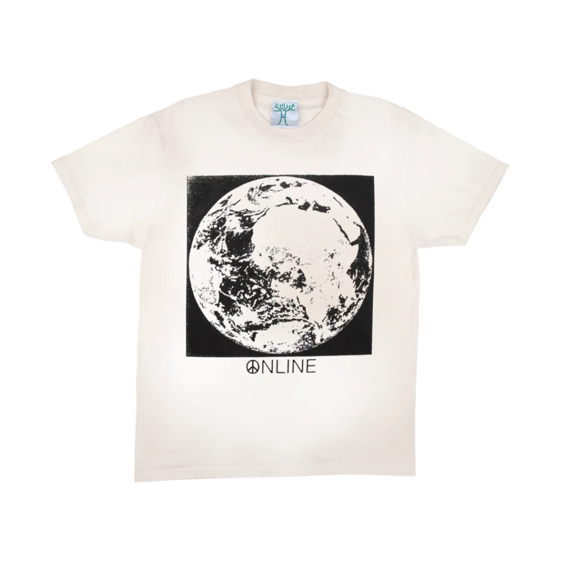 온라인 세라믹스 어스 문 로고 티셔츠 크림(Online Ceramics Earth Moon Logo T-Shirt Cream)