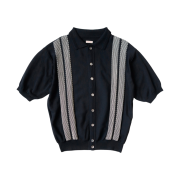 Kapital 14G Cotton Knit Oyster Aloha Polo Black