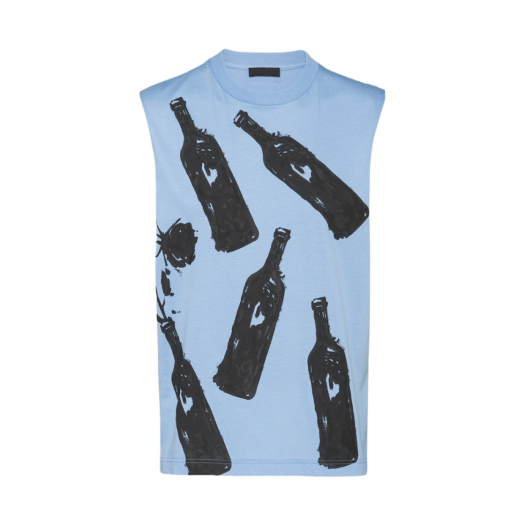 Prada Printed Cotton Top Light Blue