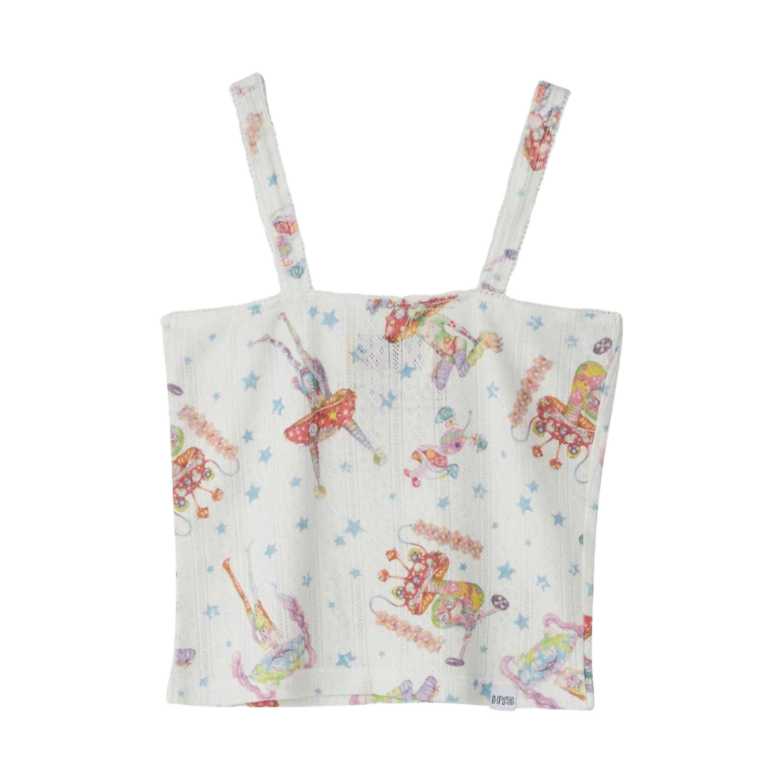 (W) 히스테릭 글래머 EMA 머쉬룸 펑크 밴드 패턴 캐미솔 화이트((W) Hysteric Glamour EMA Mushroom Punk Band Pattern Camisole White) - 2