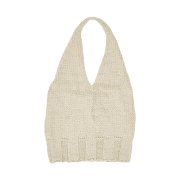 (W) Paloma Wool Bien Halter Neck Cropped Knit Top Off White