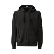 C.P. Company Light Fleece Zipped Hoodie Black - 24SS