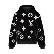 Louis Vuitton Monogram Mink Fur Zipper Hoodie Black
