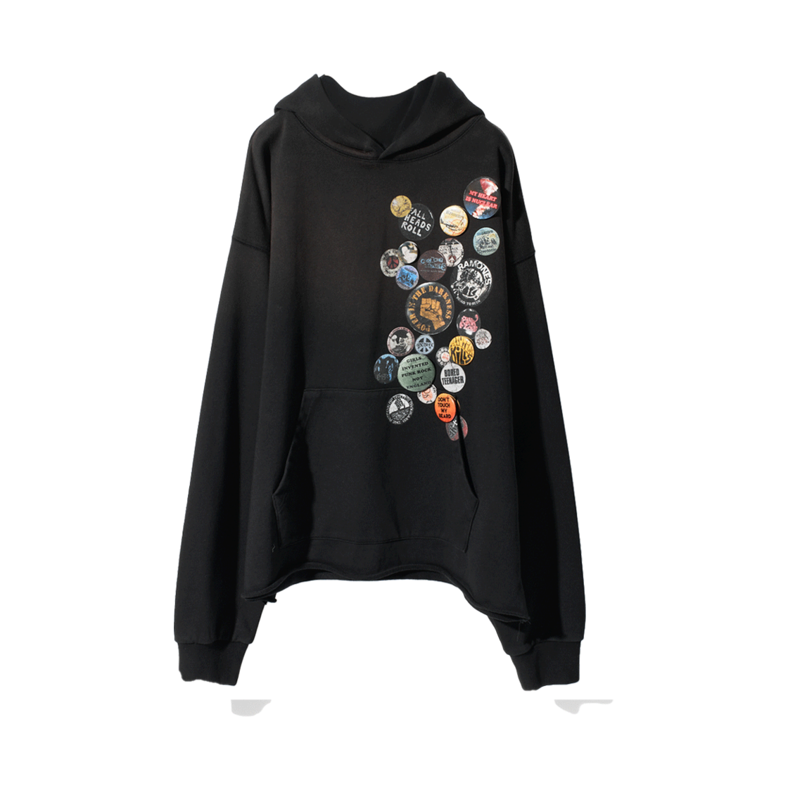 CD25SPMGD03BK Cord Multiple Badge Pullover Hoodie Black