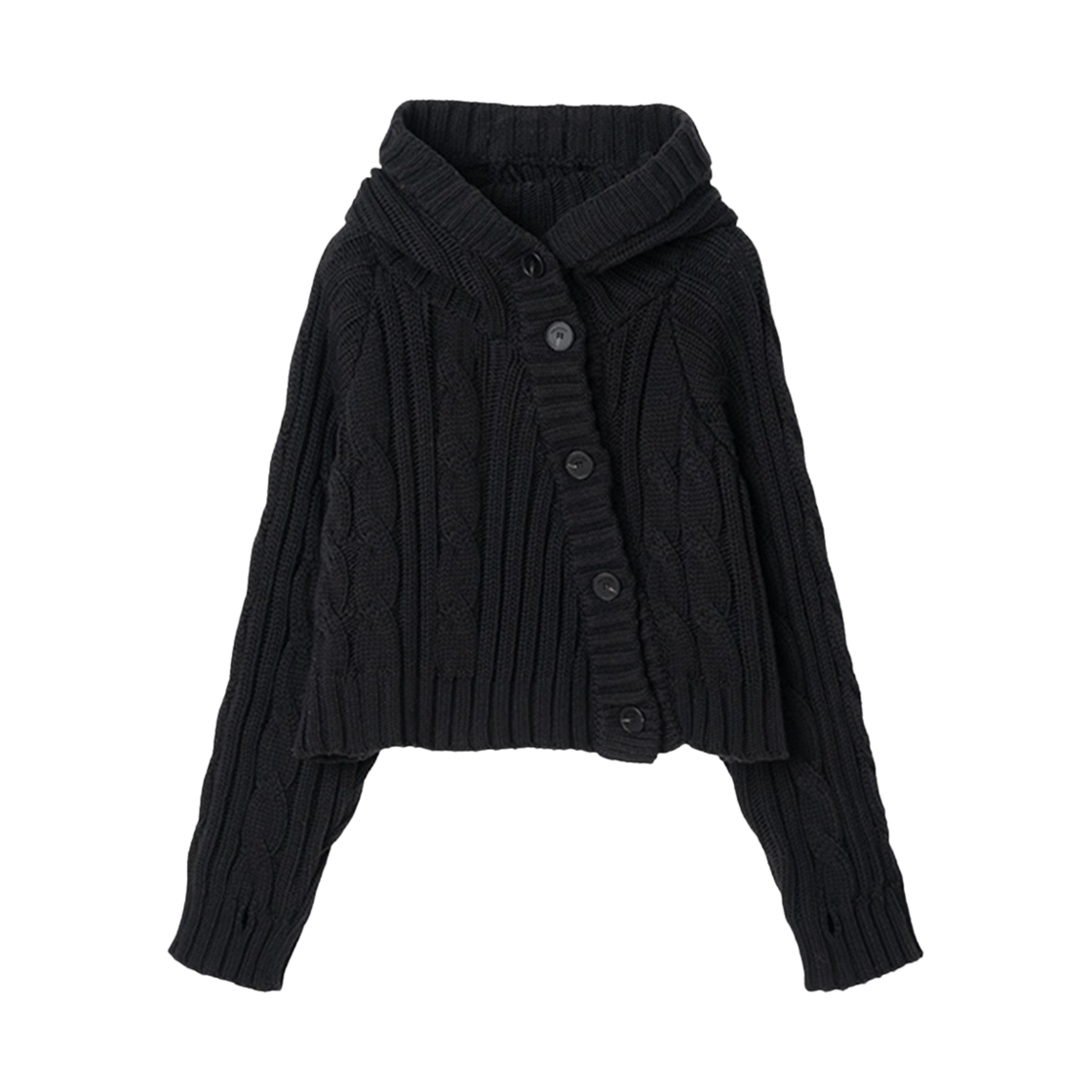 밀로 우먼 버튼 후드 볼레로 가디건 블랙