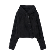 Millo Women Button Hood Bolero Cardigan Black