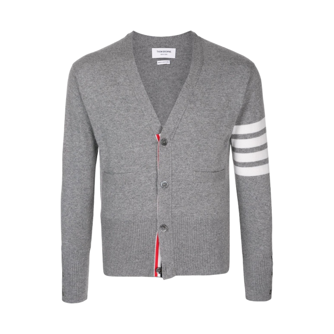 톰브라운 캐시미어 사선 가디건 라이트 그레이