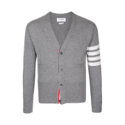 Thom Browne Cashmere 4-Bar Cardigan Light Grey