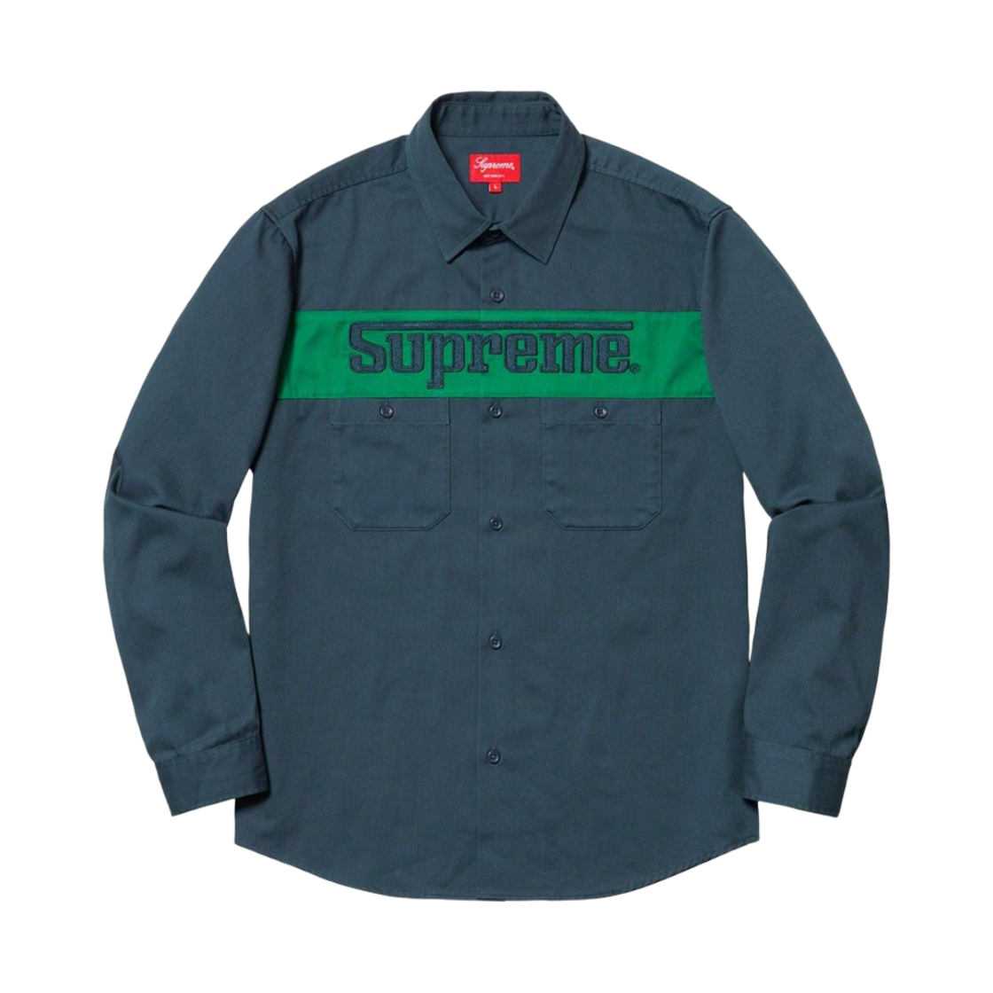 슈프림 레이싱 로고 워크 셔츠 네이비 - 19SS(Supreme Racing Logo Work Shirt Navy - 19SS) - 1