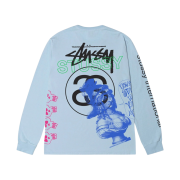 Stussy Test Strike Pigment Dyed LS T-Shirt Sky Blue
