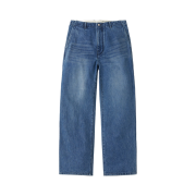Pottery One Washed Wide Denim Cotton High Density Twill Denim Cloth Washer Finish Mid Blue