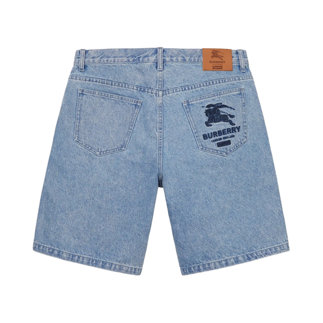 슈프림 x 버버리 데님 쇼츠 워시드 블루 - 22SS