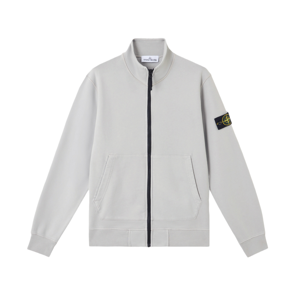K1S1561006-43S0051-V0061 Stone Island 6100643 Organic Cotton Fleece Sweatshirt with Patch Pockets and Zip Pearl Grey - 25SS