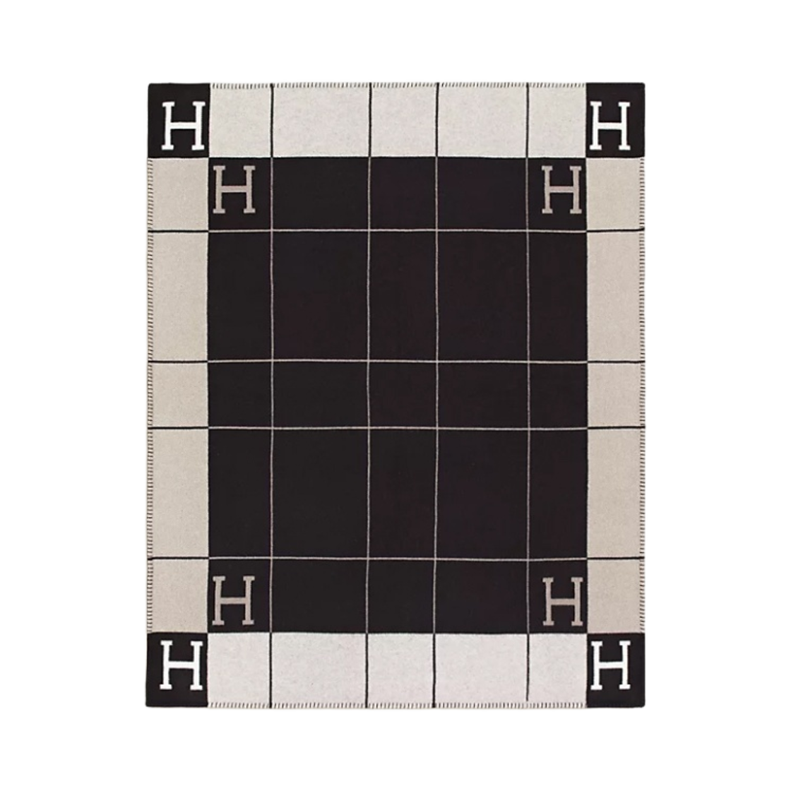 에르메스 아발론 III 쓰로우 블랭킷 에크류 누아(Hermes Avalon III Throw Blanket Ecru Noir) - 1