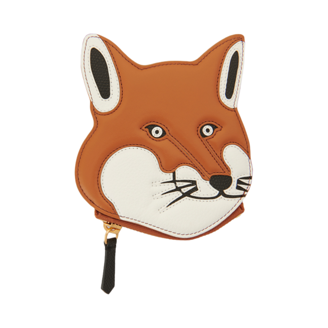 GU06520LC0017-CA Maison Kitsune Fox Head Leather Coin Purse Camel