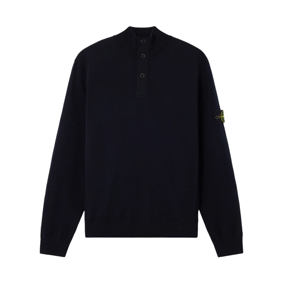 K2S1551000-02S00A1-V0020 Stone Island 5100002 Stretch RWS Wool Half Button Jumper with Reverse Stitch Details Navy Blue - 25FW