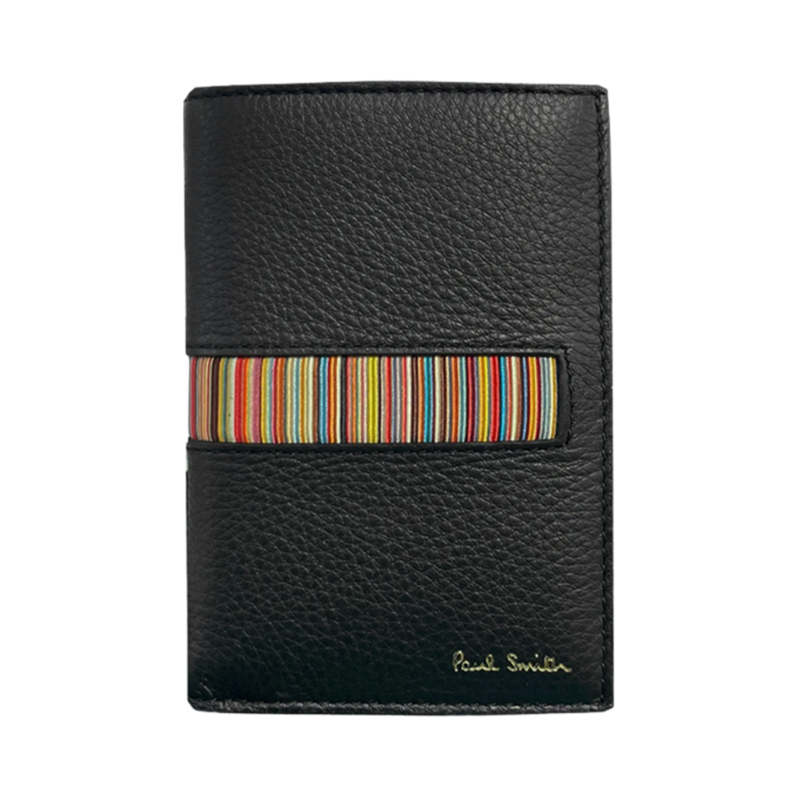 M1A-4774-AINSET-79 Paul Smith Rainbow Line Flap Billfold Wallet Black