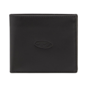 Diesel Hiresh S.Ii Leather Bi-Fold Wallet with Debossed Logo Black Green