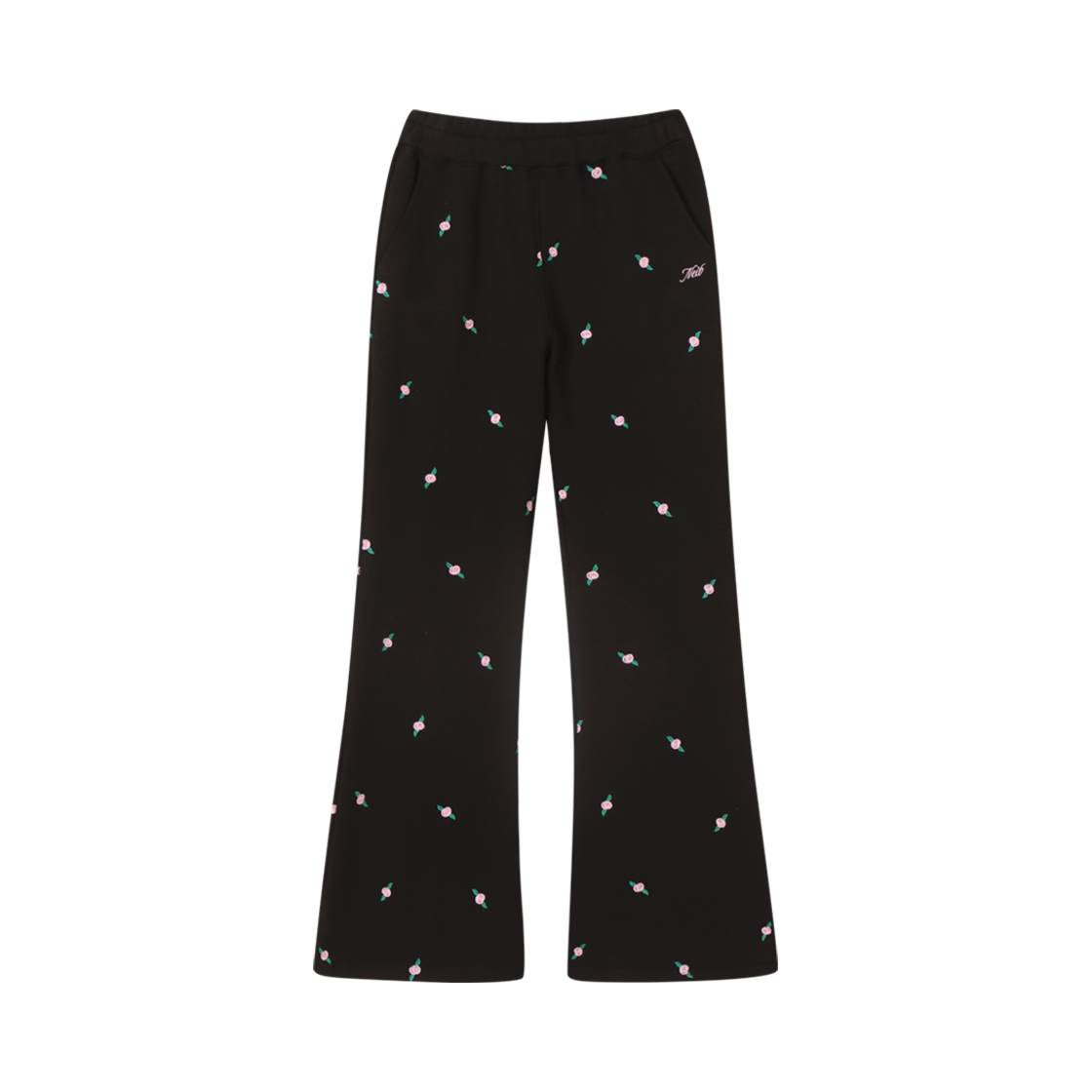 네이비 로즈 엠브로이더리 부츠컷 팬츠 블랙(Neib Rose Embroidery Bootscut Pants Black)